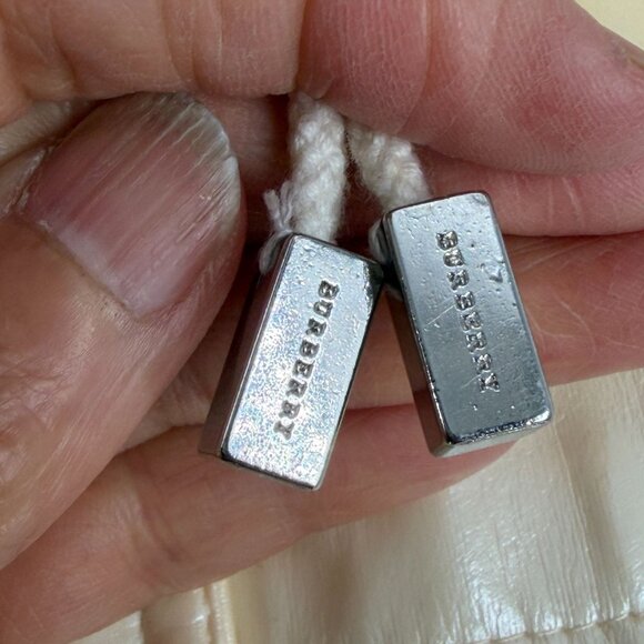 Burberry Bonnie Belt Raincoat Iridescent Cream Detachable Hood Snap Size 12 READ - Picture 5 of 16